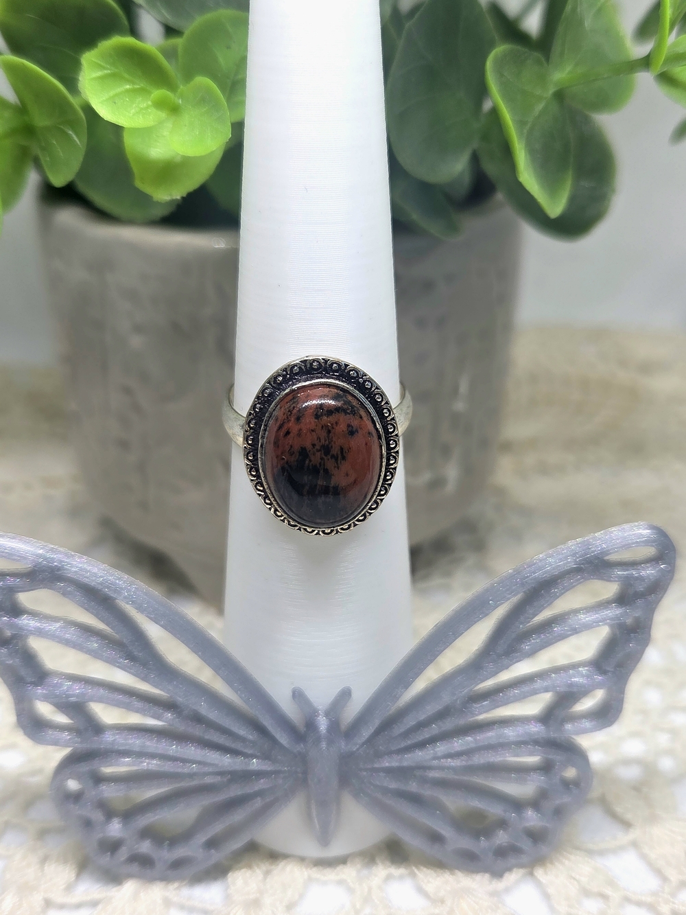 Sterling Silver Brown Jasper Oval Ring